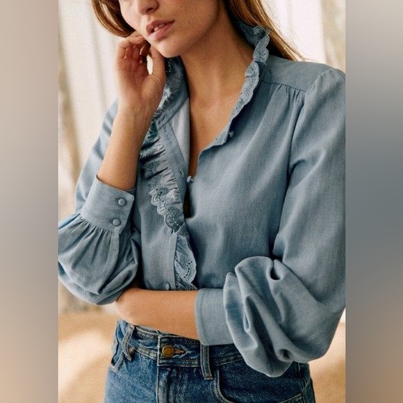 Sezane Tops - Sézane Chlo Shirt Chambray Blue FR 42 / US 10 / XL